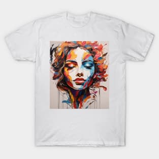 Girl's face pallet knives by oil painting T-Shirt